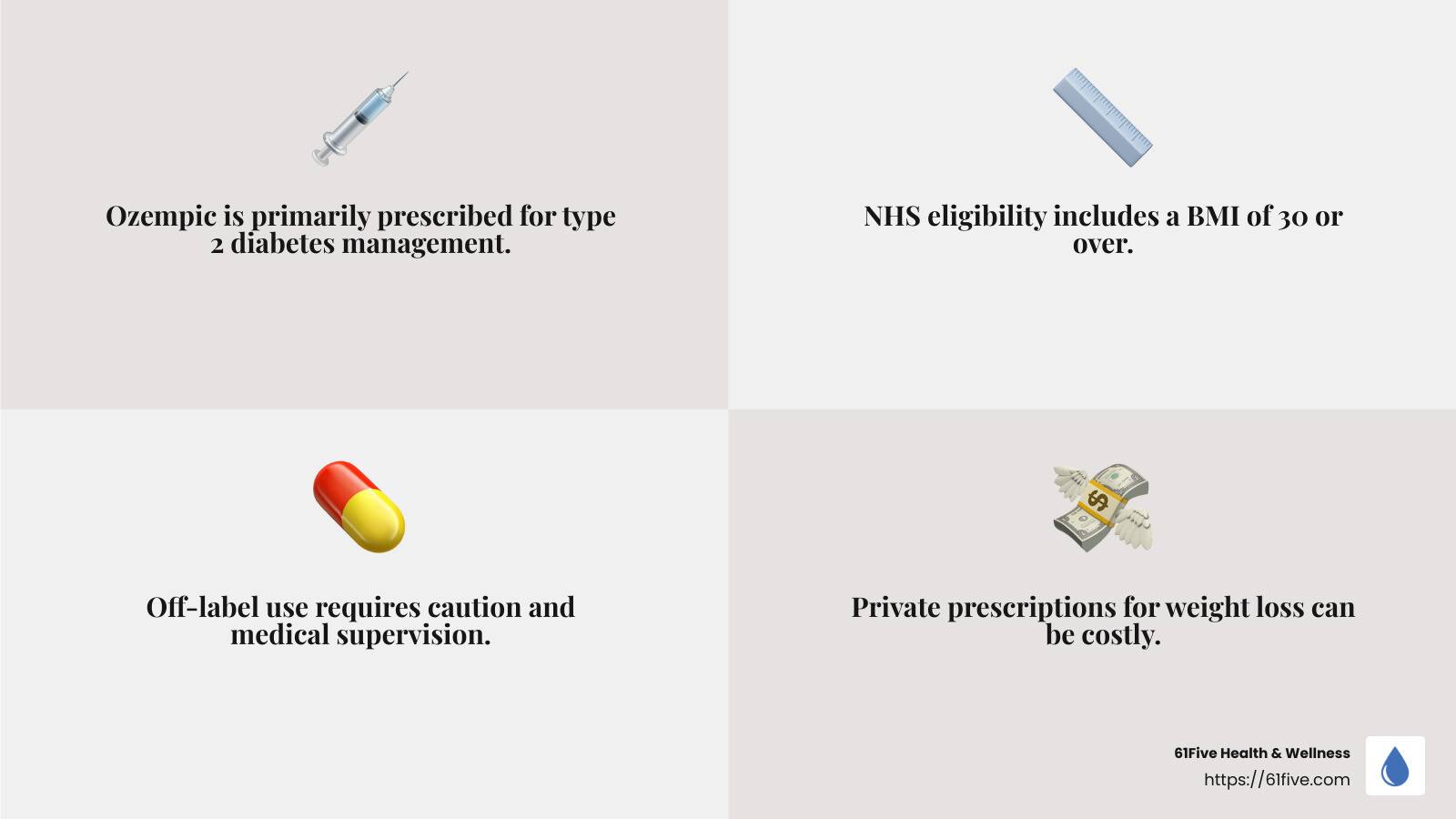 Eligibility Criteria for Ozempic on NHS - ozempic on nhs for weight loss infographic 4_facts_emoji_grey