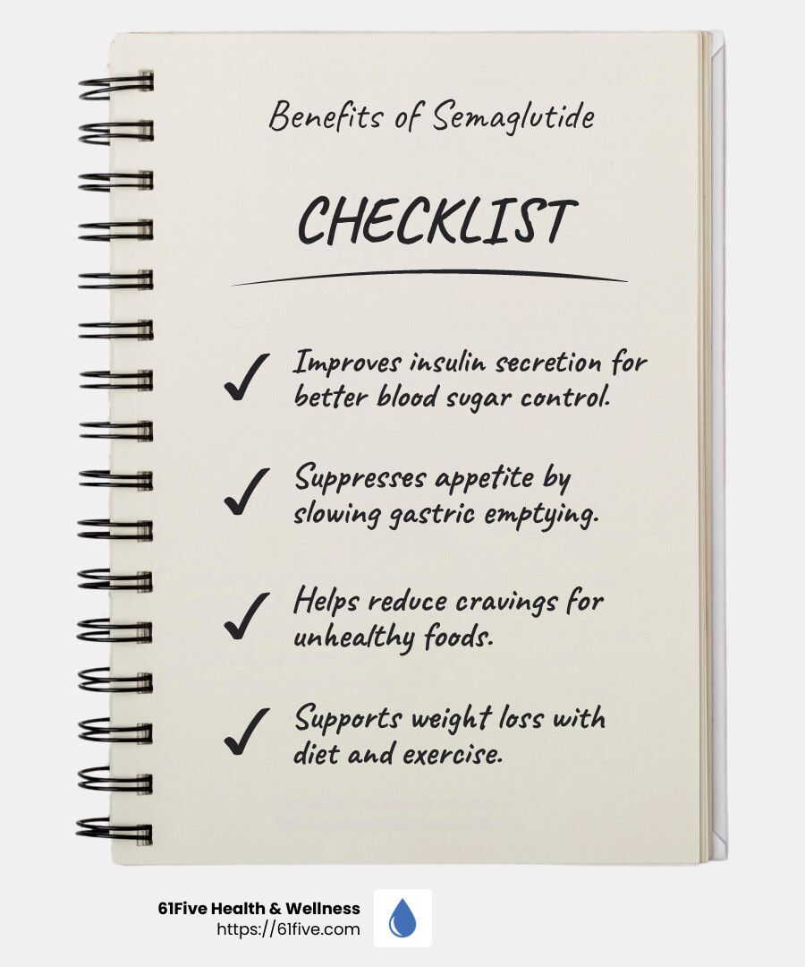 Semaglutide Benefits - semaglutide weight loss infographic checklist-notebook
